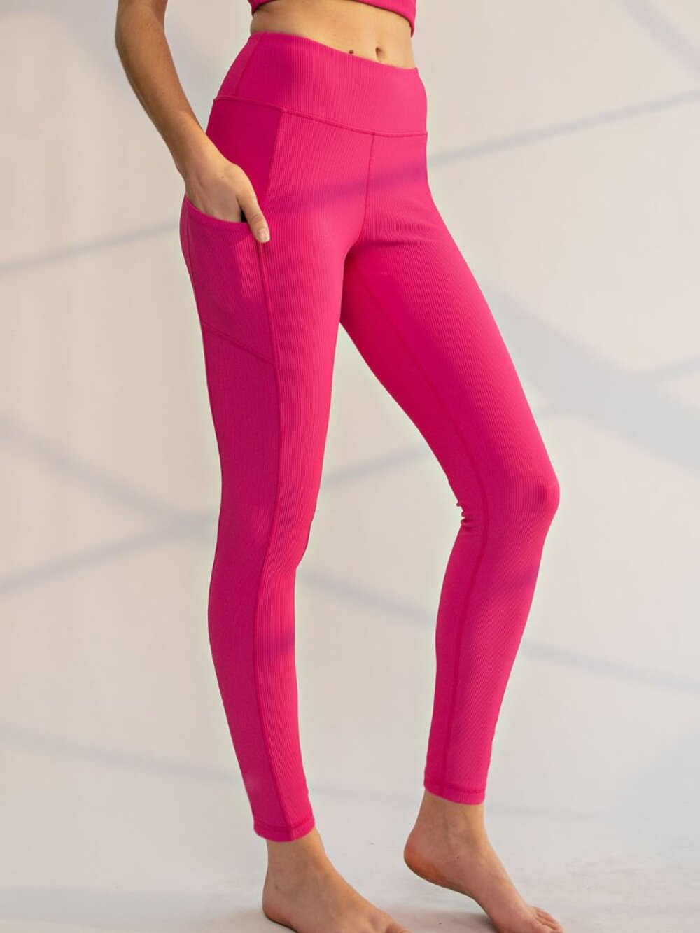 WOMEN'S SUPER SOFT HIGH WAISTED PLUSX YOGA LEGGINGS W/POCKETS NEON PINK 1X-3X